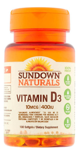 Vitamina D3 400 Ui (100 Softgel) Sundow