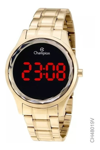 Relógio Pulso Digital Led C91 Feminino Champion Dourado