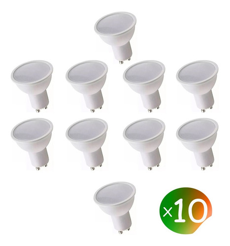 Imagen 1 de 9 de Pack X 10 Lampara Dicroica Led 7w 100° 500lm Gu10 Envio Gtis