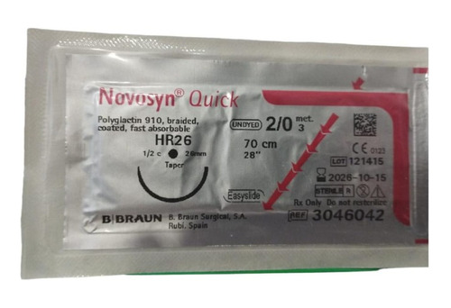 Sutura Absorbible N°2/0 Novosyn Quick Hr26 X Unidad