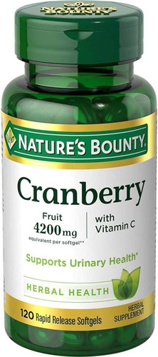 Nature's Bounty Cranberry 4200 Mg Vitamin C 120 Softgels Apoyo Urinario