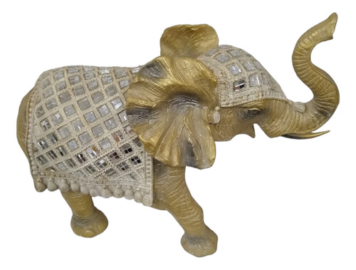 Elefante Beige Con Espejos Escultura Deco 32x25x15