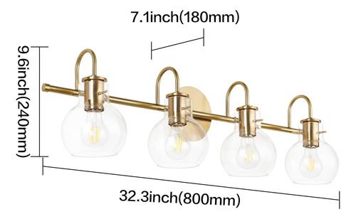 Lámpara Baño 4 Luces Doradas Con Acabado Elegante Producto A