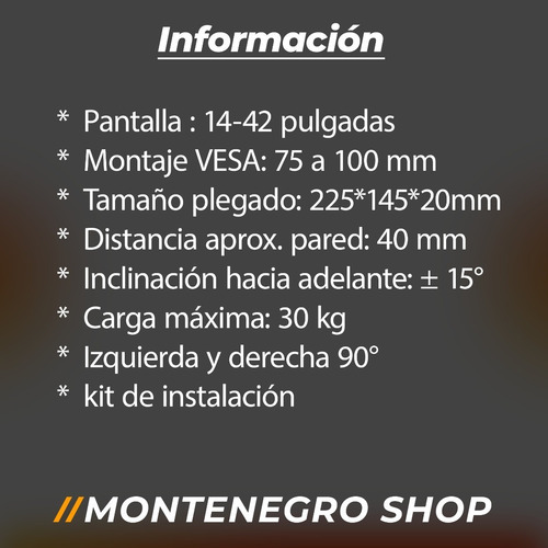 Soporte Tv De Pared Plasma/lcd Monitor De 17 A 42 Pulgadas