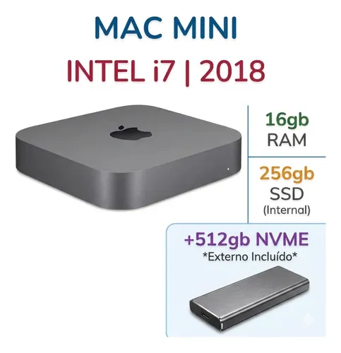 Apple Mac Mini 2018 | I7 3.2ghz | 16gb/256gb + 512gb | Usado