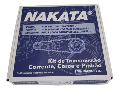 Kit Relação Transmissão Nakata Dafra Riva 150 Aço 1045