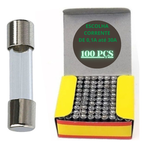 Kit 100 Peças Fusível De Vidro Pequeno 5x20mm 0,1a Até 30a 