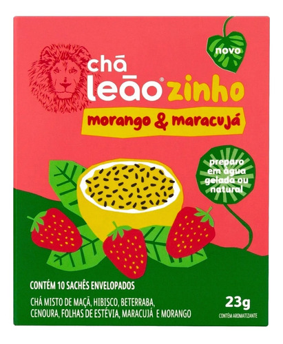 Chá Leãozinho Água Gelada - Morango & Maracujá - 10 Un