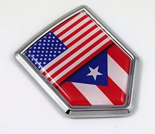 Ee Uu Bandera De Puerto Rico Rican Americano Coche Cromado E