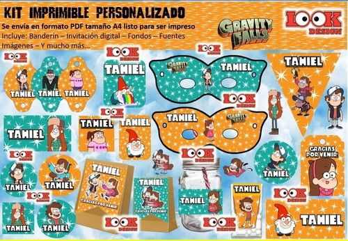 Kit Imprimible Candy Bar Gravity Falls Personalizado Pdf