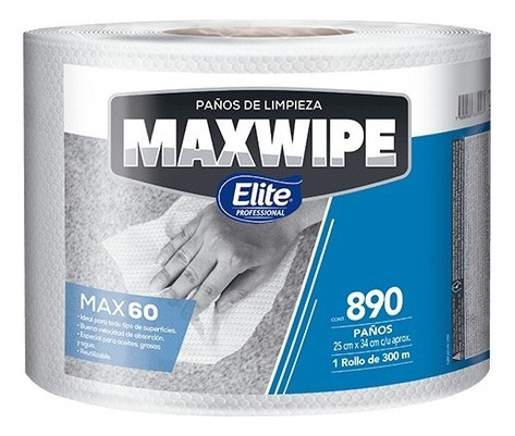 Paño De Limpieza Reutilizable Maxwipe * 890 Paños. Max60 Color Blanco