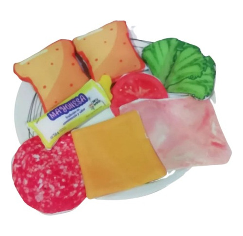 Set Comidas De Tela Sandwich De Juguete X 10 Juego Cocina