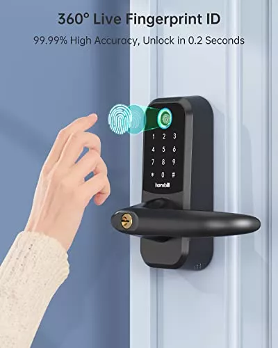Cerradura de puerta inteligente WiFi, cerradura de entrada sin llave  Hornbill con control remoto de puerta de enlace digital cerradura de puerta