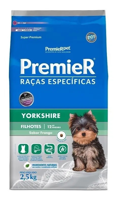 Alimento Premier Super Premium Raças Específicas Yorkshire para cão filhote de raza pequena sabor frango de 2.5 kg