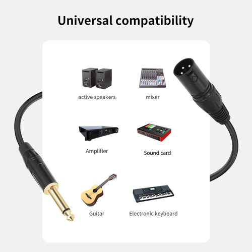 Ts 1/4 6.35 Male To Xlr Male Microphone Cord For Stage 10m