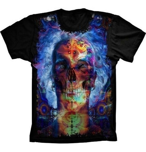 Camiseta Estilosa 3d Fullprint  Caveira Skull Psy