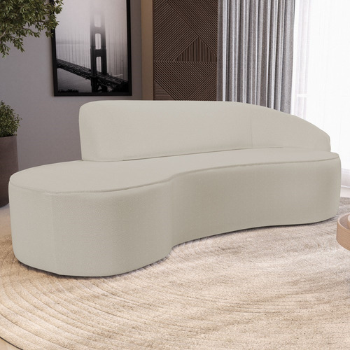 Sofá Living 3 Lugares 260cm Braço Direito Mozart Sint Bege Cor Creme
