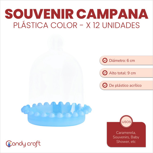 Souvenir Campana Plastica Color Combo X12 Unidades Candy Bar