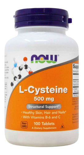 L Cisteína L-cisteína 500mg 100cps Now Pele Cabelos E Unha 