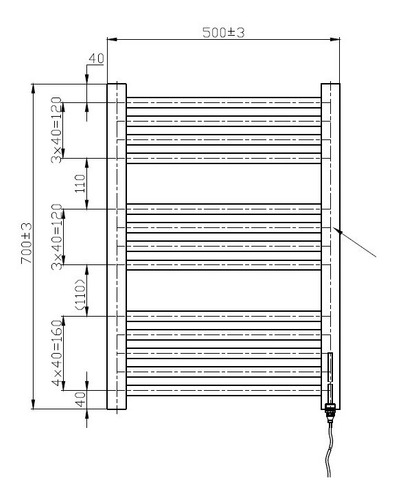 Imagen 2 de 2 de Toallero Calefactor Eléctrico - 13 Barras (400w) - Sanswell