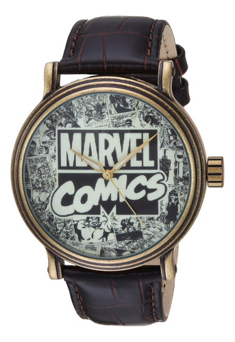 Reloj Analógico Vintage Marvel Para Adultos Marrón Sistema