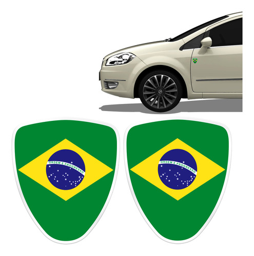 Adesivo Emblema Escudos Par De Bandeiras Resinados Brasil