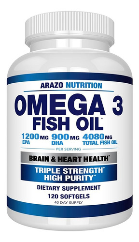 Omega 3 Fish Oil 4080mg Epa 1200mg Dha 900mg X Porcion Eeuu