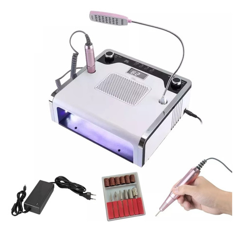 Set Torno Uñas 30000rpm+ Aspirador+ Lampara Uv + Led /4 En 1