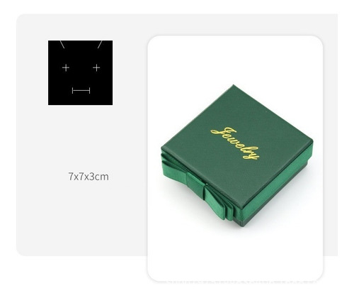 Imagen 6 de 6 de Una Caja De Regalo Para Joyas Color Verde 7x7cm