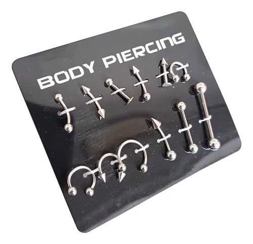Oferta! 12 Piercing Surtidos Acero Quirurgico Por Mayor
