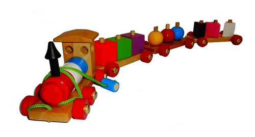 Tren De Madera Mafego Mfg1153 Juego Didáctico Figuras Geomet