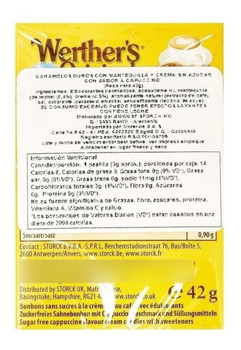Imagen 2 de 5 de Oferta Del Dia Caramelo Capuccino Werther's 42gr Techno