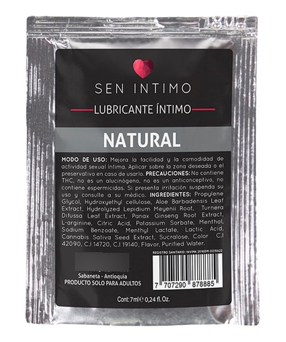 Lubricante Intimo Sen Neutro Natural Sachet