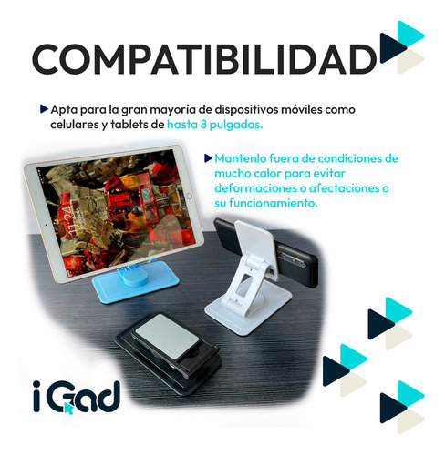 Soporte Universal Para Celular iGAD Base De Plástico Portátil Plegable Slim Holder De Escritorio Color Azul