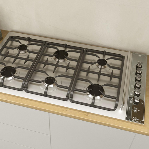 Imagen 4 de 10 de Anafe A Gas Acero Inoxidable 6 Hornallas Luxor Gas Cocina