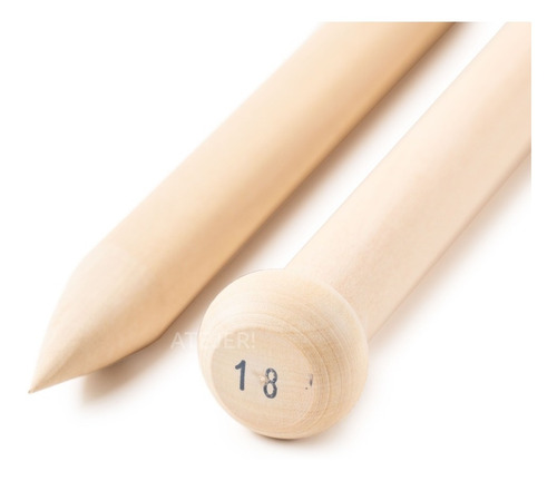 Imagen 3 de 4 de Par 2 Agujas Tejer De Madera Tricot N° 18mm X Par