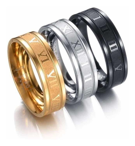 Anillos Numeros Romanos Acero Inoxidable Hombre Elegante