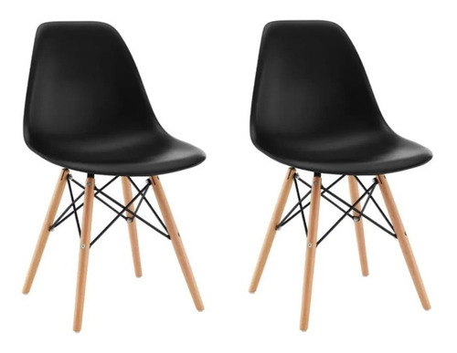 Set X 2 Sillas Eames Dsw Diseño Moderno Patas Madera Comedor