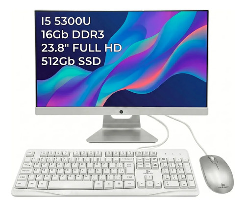 Computador All In One Grasep I5 16GB RAM 512GB SSD 23.8" Full HD Branco com Webcam