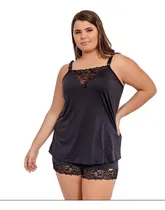 Comprar Pijama Baby Doll Short Doll Microfibra Renda Plus Size 