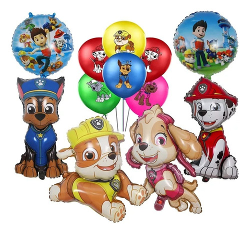 Set Globos Latex Con Globos Aluminio Paw Patrol