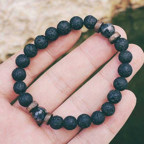 Imagen 6 de 10 de Pulsera Piedra Volcánica Energías