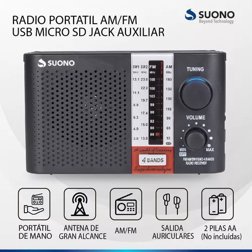 Radio Portatil A Pilas Am Fm Suono Con Puerto De Auriculares