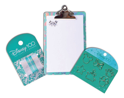 Set Disney 100 Años Mooving/ Clipboard + Washi Tape + Clips 