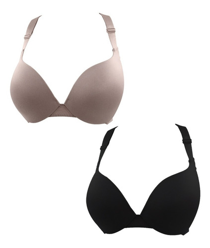 Duo 2 Brassier Copa D, Espalda Diseño Encaje, Push-up