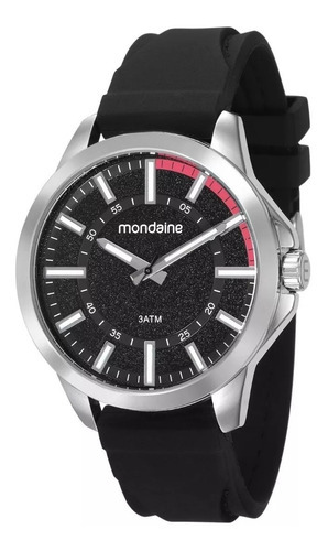 Relógio Mondaine Masculino Analógico 99343g0mvni1 Cor da correia Preto Cor do bisel Prateado Cor do fundo Preto