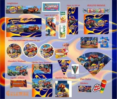 Kit Imprimible Blaze And The Monster Machine Candy Editable