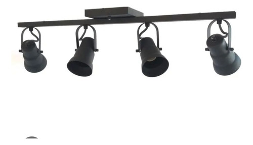 Luminária Com 4 Spot Trilho Direcionável Branco / Preto Preto