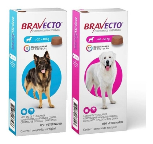 Kit Antipulgas Bravecto De 20 A 40kg E 40 A 56kg Original