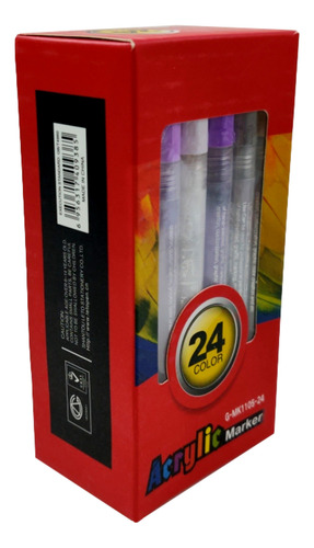 Pack 24 Plumón Marcador Acrílico Toda Superficie Fino 2mm